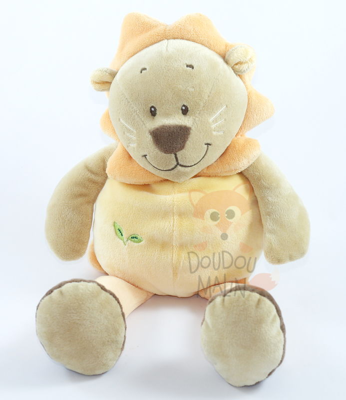  peluche lion orange jaune beige feuille 